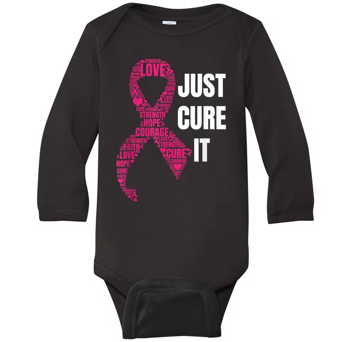 Just Cure It Breast Cancer Awareness Baby Long Sleeve Bodysuit