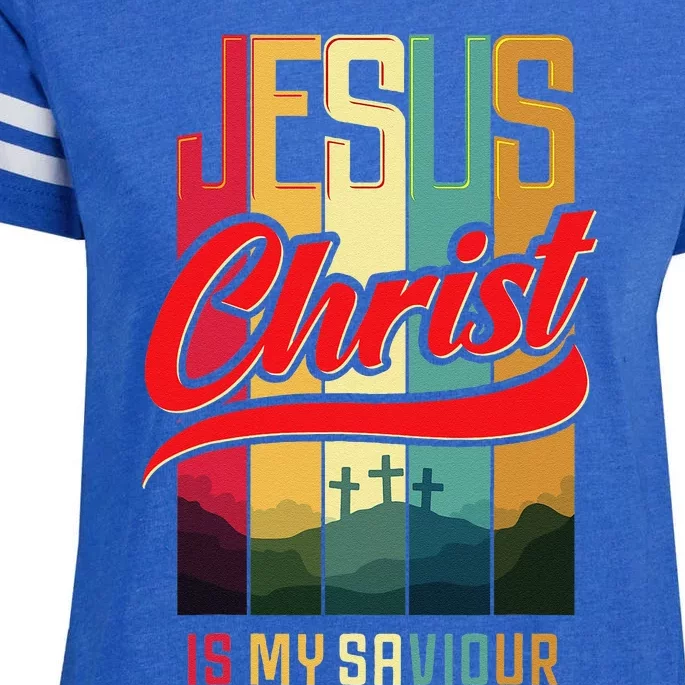 Jesus Christ Is My Saviour Jesus Is My Savior King & Lord Enza Ladies Jersey Football T-Shirt