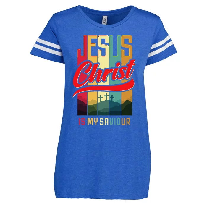 Jesus Christ Is My Saviour Jesus Is My Savior King & Lord Enza Ladies Jersey Football T-Shirt