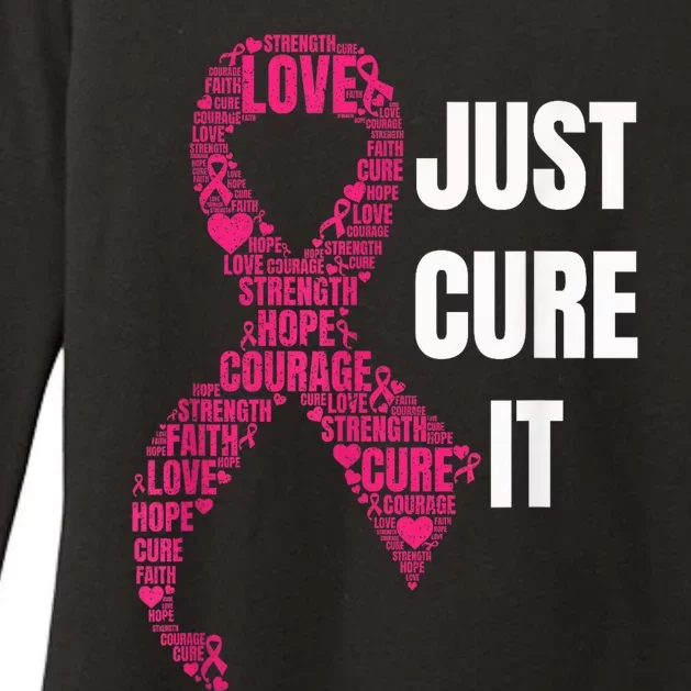 Just Cure It Pink Ribbon Breast Cancer Awareness Shirt Womens CVC Long Sleeve Shirt