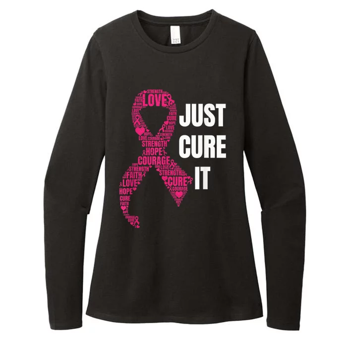 Just Cure It Pink Ribbon Breast Cancer Awareness Shirt Womens CVC Long Sleeve Shirt