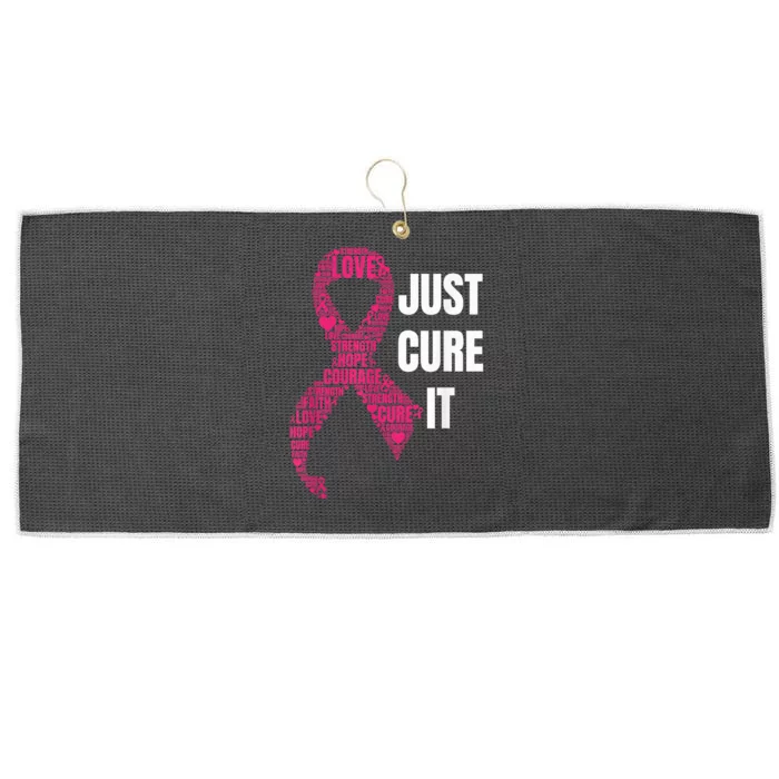 Just Cure It Pink Ribbon Breast Cancer Awareness Shirt Large Microfiber Waffle Golf Towel