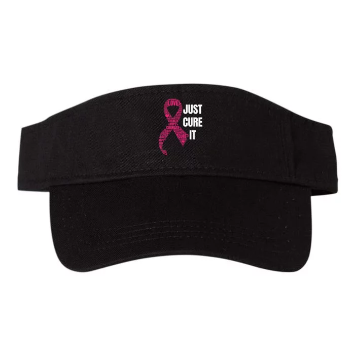 Just Cure It Pink Ribbon Breast Cancer Awareness Shirt Valucap Bio-Washed Visor