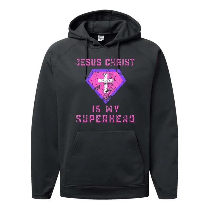 Jesus Christ Is My Superhero Jesus Performance Fleece Hoodie