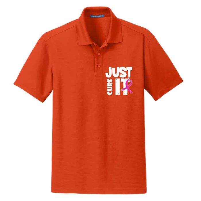 Just Cure It Breast Cancer Ribbon Dry Zone Grid Performance Polo