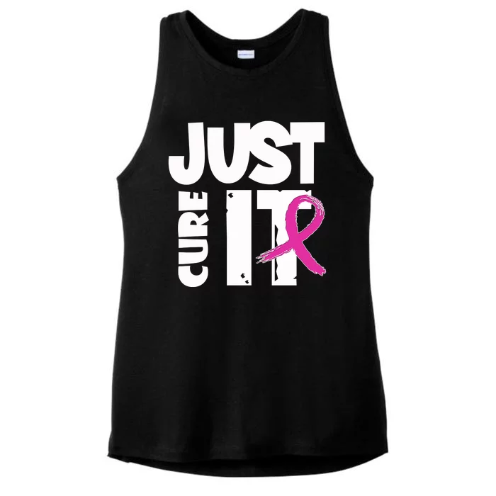 Just Cure It Breast Cancer Ribbon Ladies Tri-Blend Wicking Tank