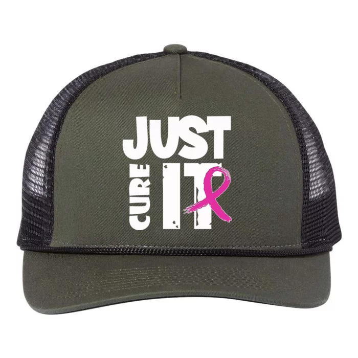 Just Cure It Breast Cancer Ribbon Retro Rope Trucker Hat Cap