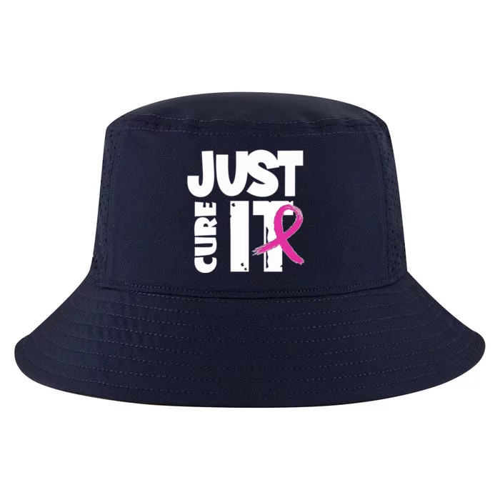 Just Cure It Breast Cancer Ribbon Cool Comfort Performance Bucket Hat