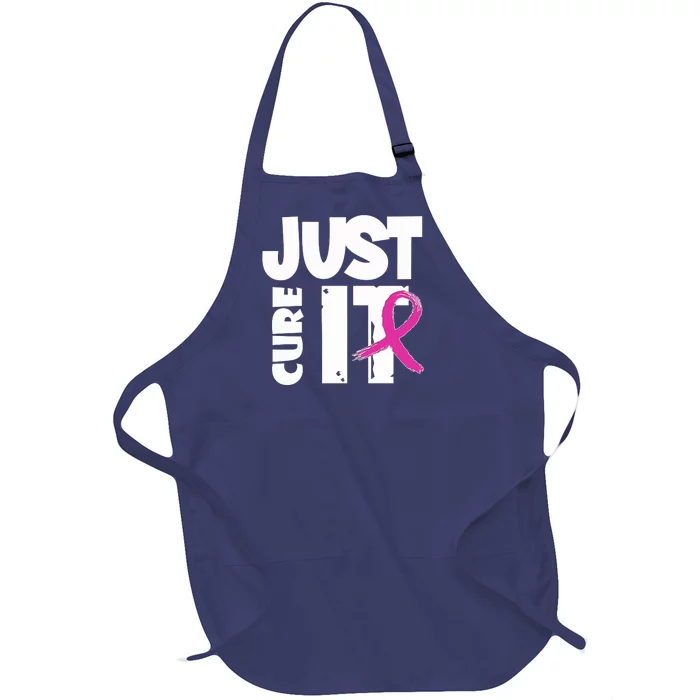 Just Cure It Breast Cancer Ribbon Full-Length Apron With Pocket