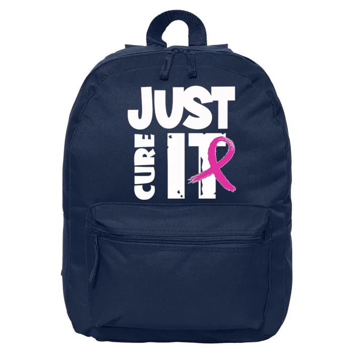 Just Cure It Breast Cancer Ribbon 16 in Basic Backpack