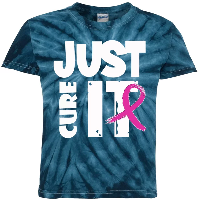 Just Cure It Breast Cancer Ribbon Kids Tie-Dye T-Shirt