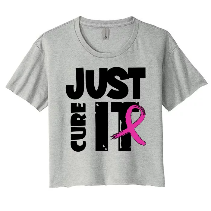 Just Cure It Breast Cancer Ribbon Women's Crop Top Tee