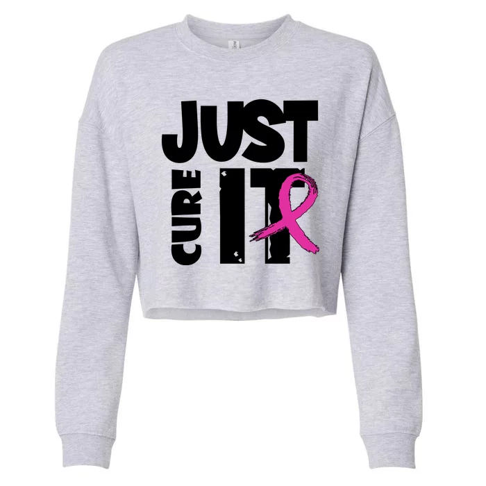 Just Cure It Breast Cancer Ribbon Cropped Pullover Crew