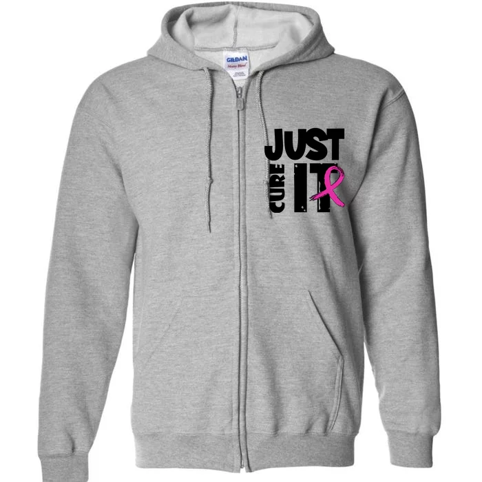 Just Cure It Breast Cancer Ribbon Full Zip Hoodie