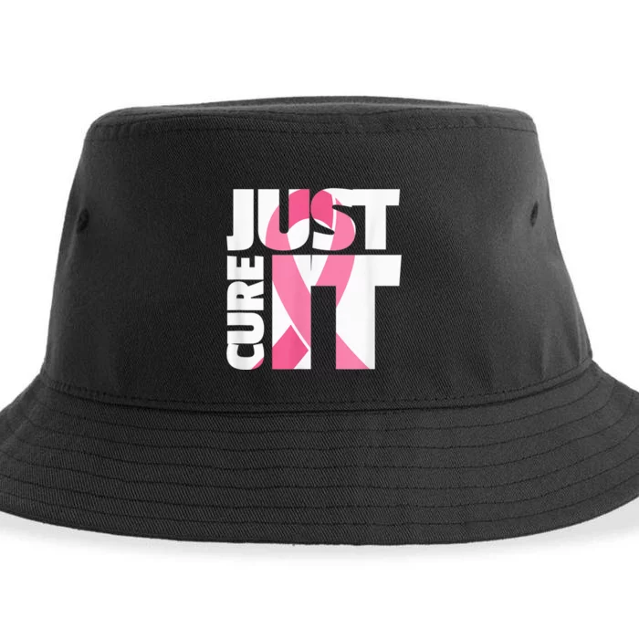 Just Cure It Breast Cancer Fighter Warrior Awareness Sustainable Bucket Hat