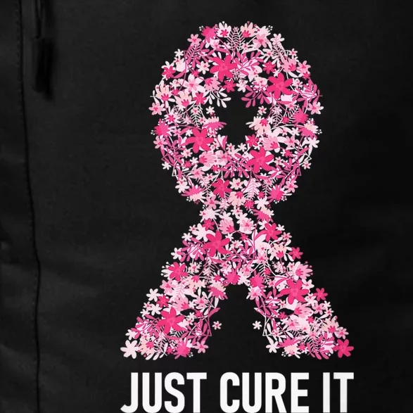 Just Cure It Pink Ribbon Breast Cancer Awareness Daily Commute Backpack