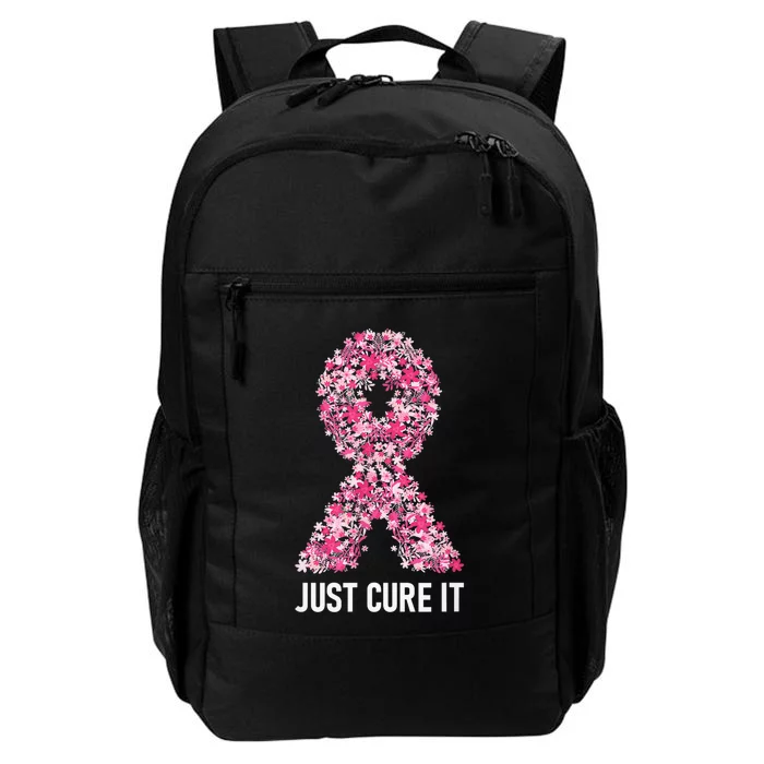 Just Cure It Pink Ribbon Breast Cancer Awareness Daily Commute Backpack