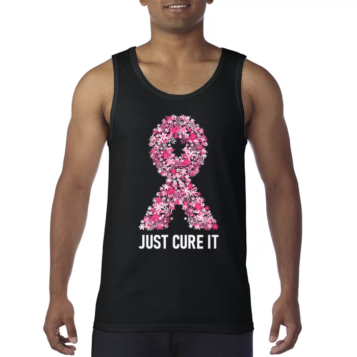 Just Cure It Pink Ribbon Breast Cancer Awareness Tank Top