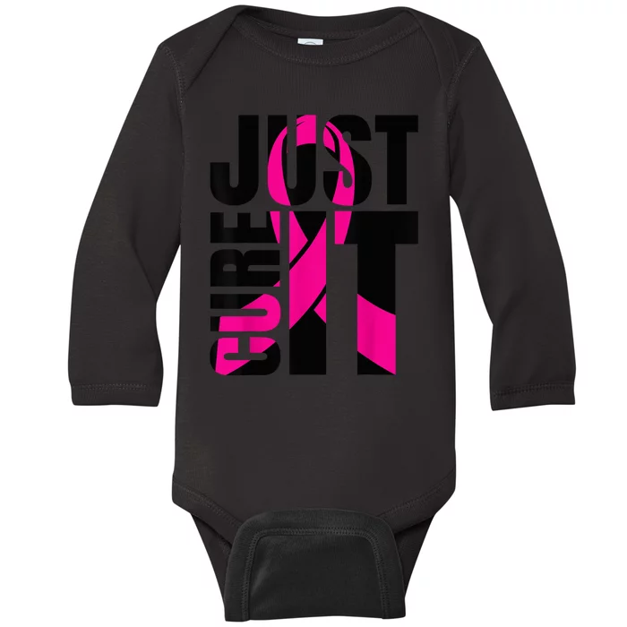 Just Cure It Breast Cancer Awareness Shirts Ribbon Shirt Baby Long Sleeve Bodysuit