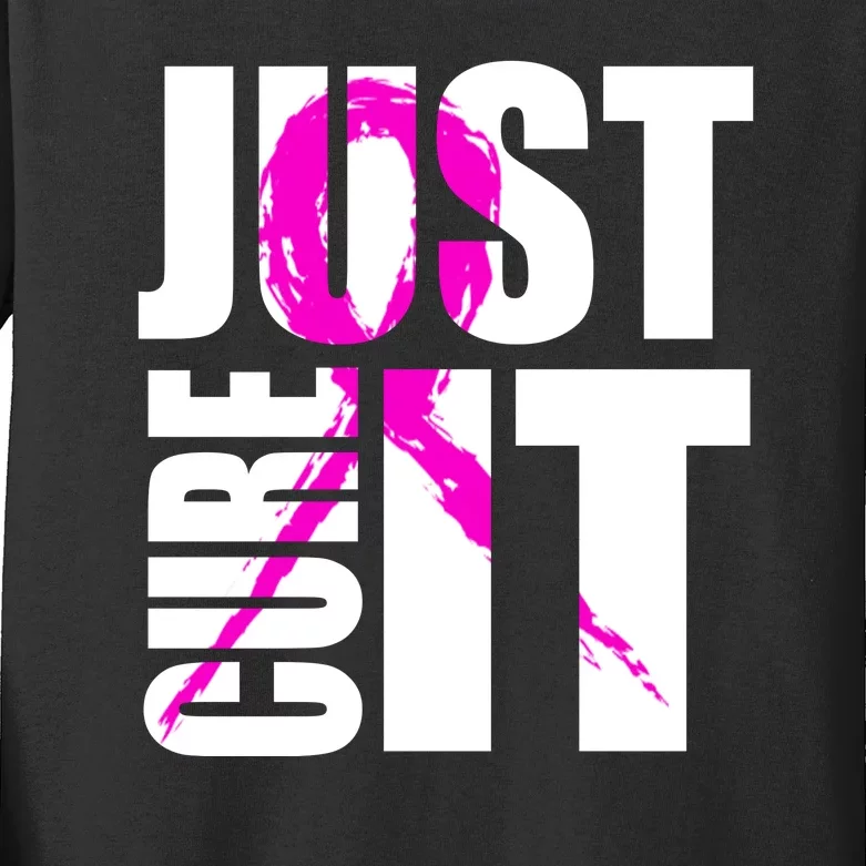 Just Cure It Breast Cancer Awareness Pink Ribbon Kids Long Sleeve Shirt