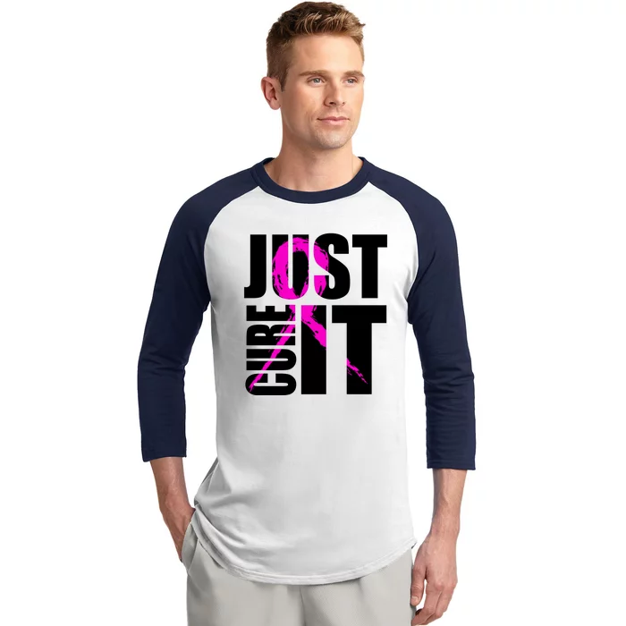 Just Cure It Breast Cancer Awareness Pink Ribbon Baseball Sleeve Shirt