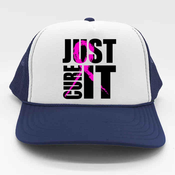 Just Cure It Breast Cancer Awareness Pink Ribbon Trucker Hat