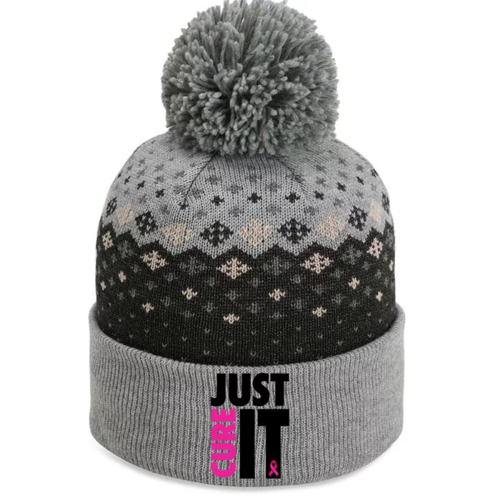 Just Cure It Breast Cancer Awareness Ribbon The Baniff Cuffed Pom Beanie