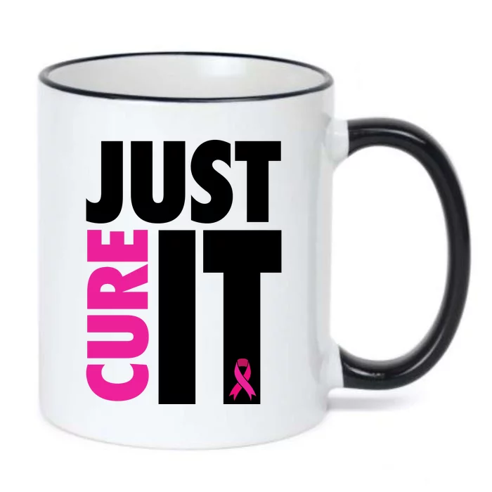 Just Cure It Breast Cancer Awareness Ribbon Black Color Changing Mug