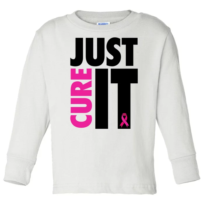 Just Cure It Breast Cancer Awareness Ribbon Toddler Long Sleeve Shirt