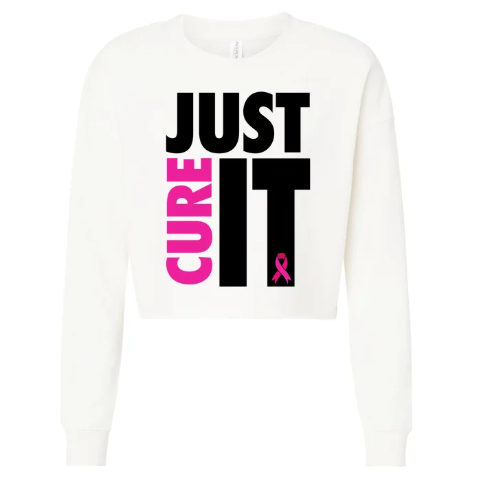 Just Cure It Breast Cancer Awareness Ribbon Cropped Pullover Crew