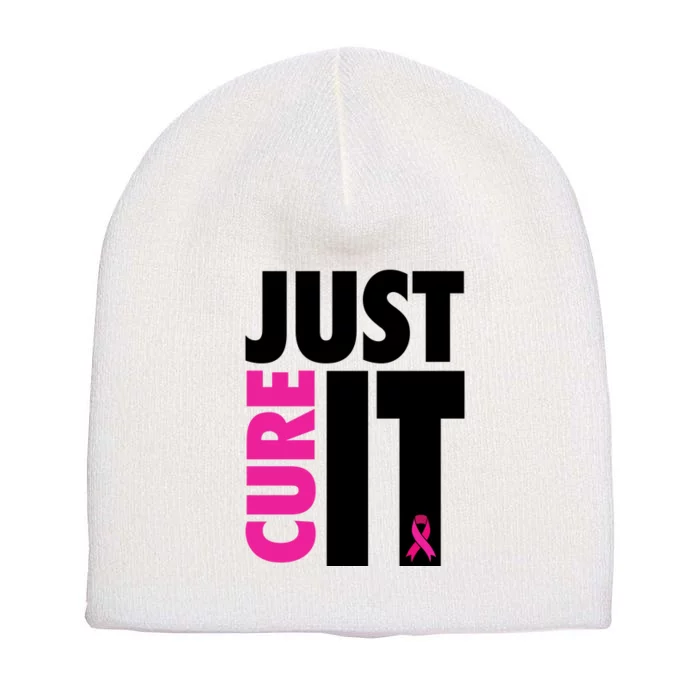 Just Cure It Breast Cancer Awareness Ribbon Short Acrylic Beanie