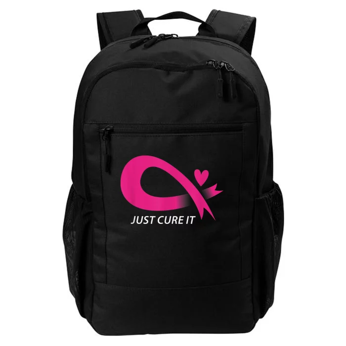 Just Cure It Pink Breast Cancer Awareness Ribbon Tee Daily Commute Backpack