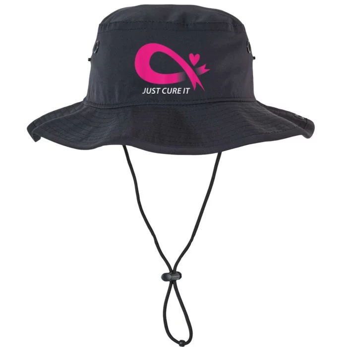 Just Cure It Pink Breast Cancer Awareness Ribbon Tee Legacy Cool Fit Booney Bucket Hat