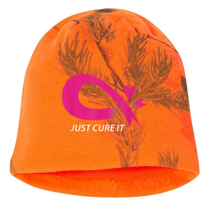 Just Cure It Pink Breast Cancer Awareness Ribbon Tee Kati - Camo Knit Beanie