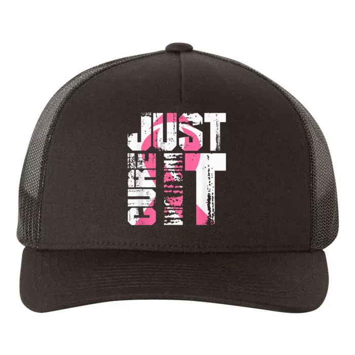 Just Cure It Breast Cancer Awareness White Shirt Yupoong Adult 5-Panel Trucker Hat