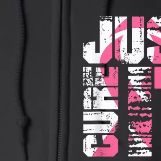 Just Cure It Breast Cancer Awareness White Shirt Full Zip Hoodie