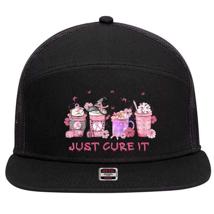 Just Cure It Breast Cancer Awareness 7 Panel Mesh Trucker Snapback Hat