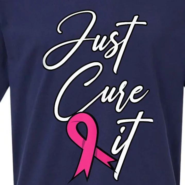 Just Cure It. Pink Ribbon Breast Cancer Awareness Sueded Cloud Jersey T-Shirt