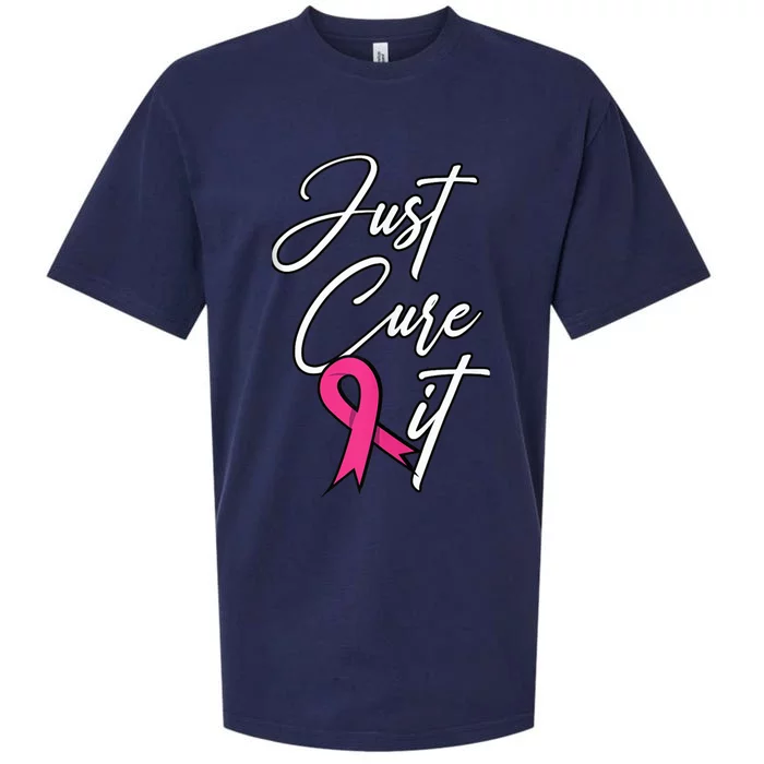 Just Cure It. Pink Ribbon Breast Cancer Awareness Sueded Cloud Jersey T-Shirt