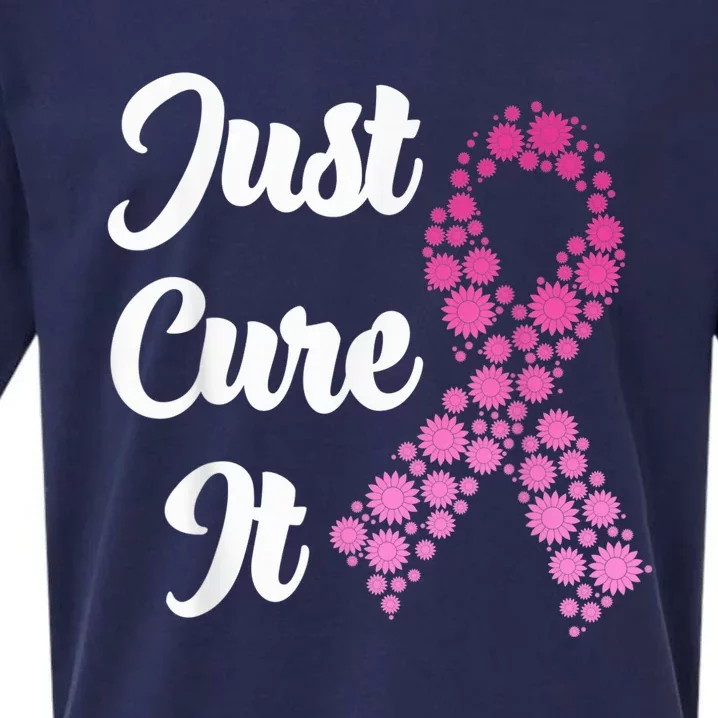 Just Cure It Breast Cancer Awareness Pink Ribbon Sueded Cloud Jersey T-Shirt