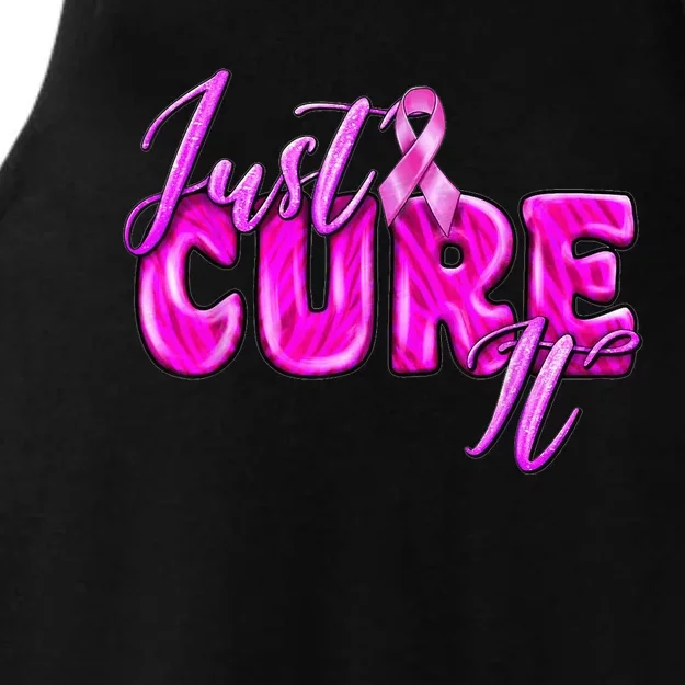 Just Cure It Pink Ribbon Breast Cancer Awareness Warrior Ladies Tri-Blend Wicking Tank