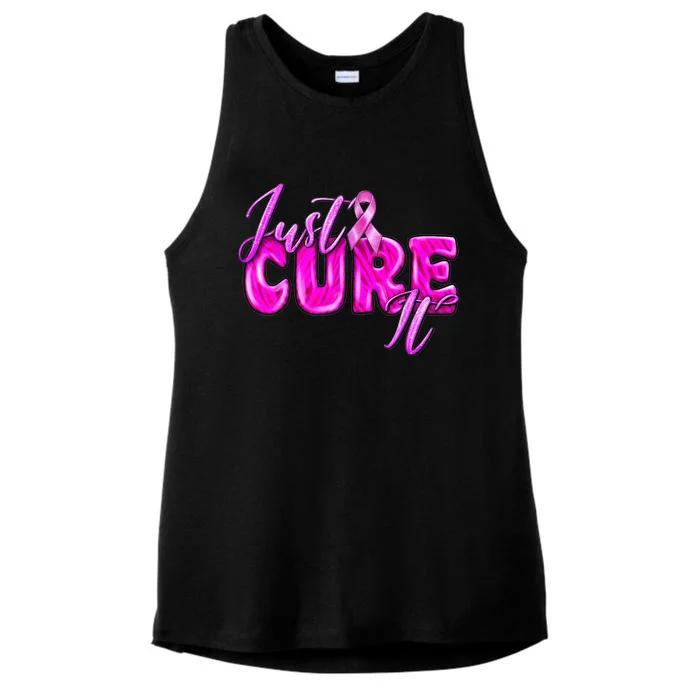 Just Cure It Pink Ribbon Breast Cancer Awareness Warrior Ladies Tri-Blend Wicking Tank