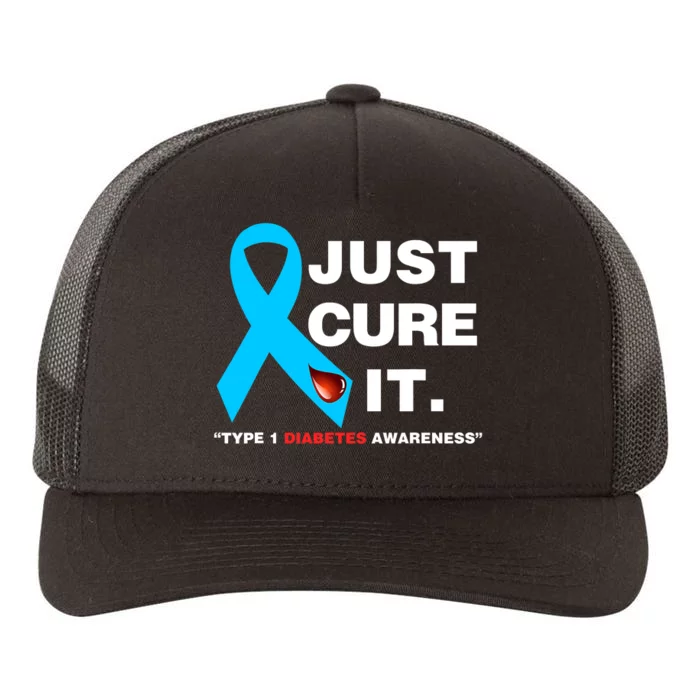 Just Cure It Blue Ribbon Type 1 Diabetes Awareness Yupoong Adult 5-Panel Trucker Hat