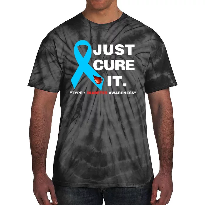 Just Cure It Blue Ribbon Type 1 Diabetes Awareness Tie-Dye T-Shirt