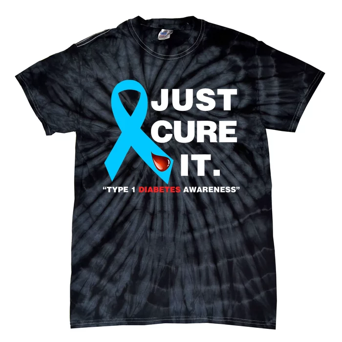 Just Cure It Blue Ribbon Type 1 Diabetes Awareness Tie-Dye T-Shirt