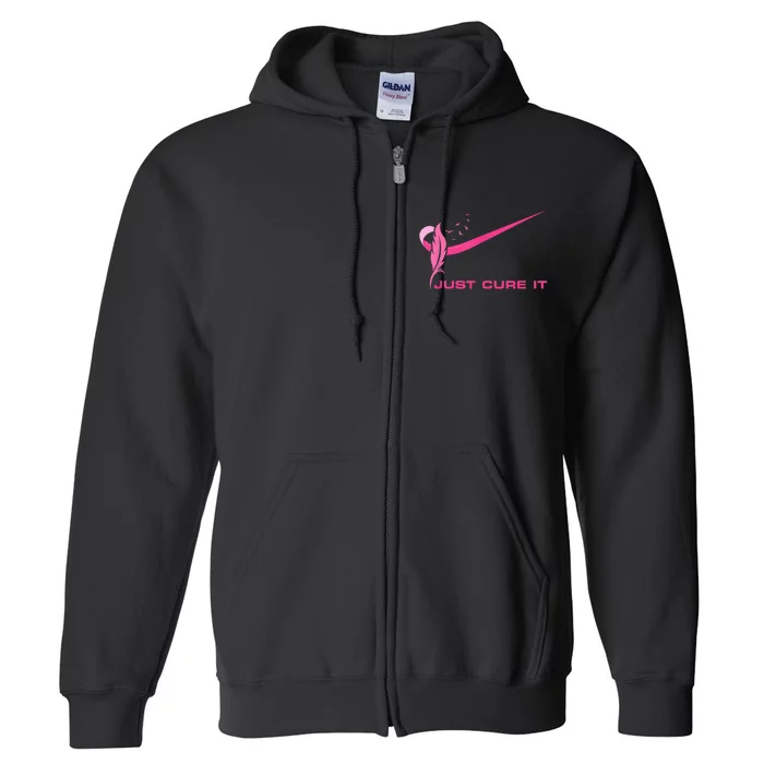 Just Cure It - Breast Cancer Awareness Pink Ribbon Full Zip Hoodie