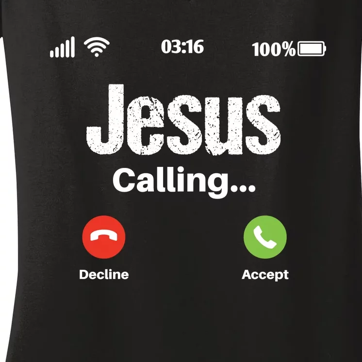 Jesus Calling John 3:16 Christian Accept Christ Women's V-Neck T-Shirt