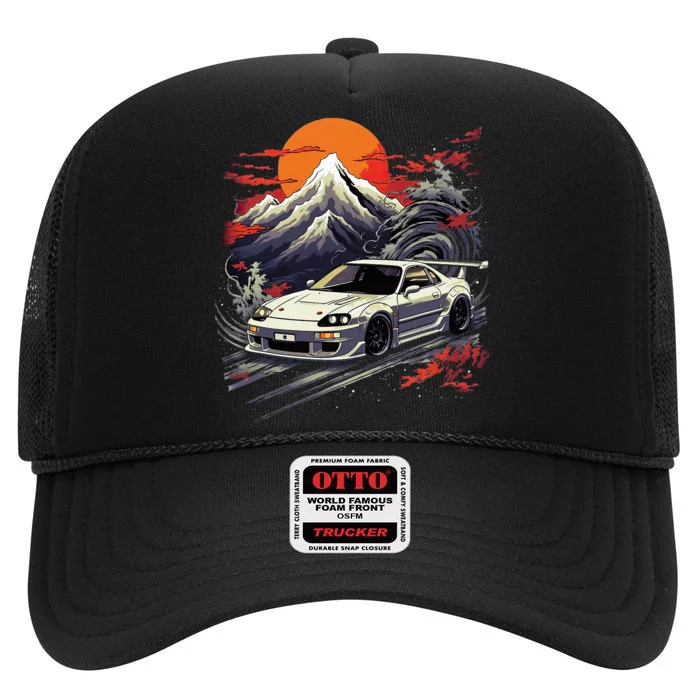 Jdm Car Japanese Retro Car Racing Drifting Legend Tuning High Crown Mesh Trucker Hat