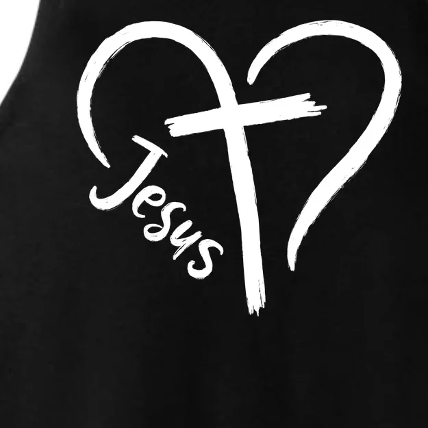 Jesus Cross Love Heart Christianity Ladies Tri-Blend Wicking Tank