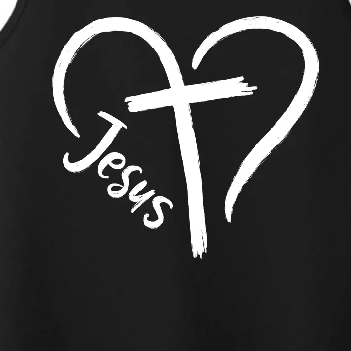 Jesus Cross Love Heart Christianity Performance Tank